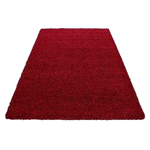 Teppich Wohnzimmer Hochflor Rot 120x170 Rechteck Unicolor - Einfarbig aus Polypropylen Stilvoll Günstig von Ayyildiz Teppich