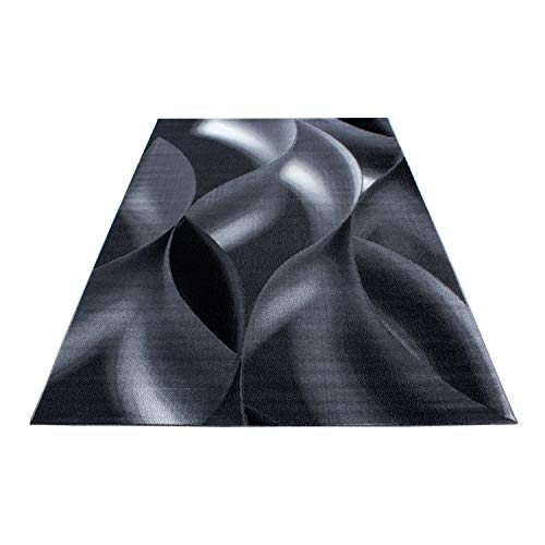Ayyildiz Modern Designer Kurzflor Teppich in Schwarz, Braun oder Lila meliert mit Abstrakten Wellenmustern - Pflegeleichter rechteckiger Wohnzimmerteppich, Größe:160 x 230 cm, Farbe:Schwarz Ayyildiz Modern Designer Kurzflor Teppich in Schwarz, Braun oder Lila meliert mit Abstrakten Wellenmustern - Pflegeleichter rechteckiger Wohnzimmerteppich, Größe:160 x 230 cm, Farbe:Schwarz von Ayyildiz