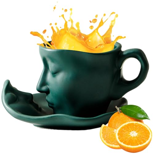 Aznever Gesicht-Kaffeetasse, Kuss-Tassen | Minimalistische handgemachte Love Kiss Kaffeetasse,100 ml Keramik-Kuss-Paar-Design, abstrakte Kunst, Teetasse, Kuss, Liebhaber, Gesicht, Skulptur, von Aznever