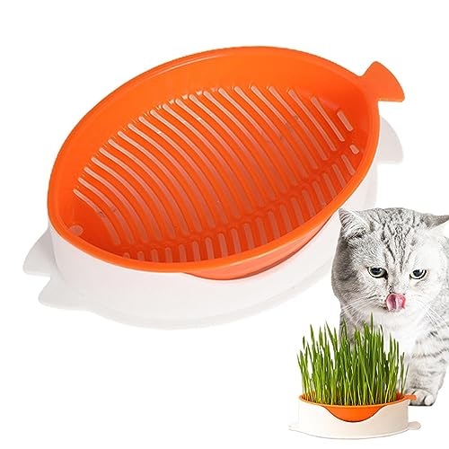 Aznever Hydrokultur-Gras-Tablett Katzengras Keimschale Kindergarten Katze Blumentopf Bohnensprossen Pflanzgefäß Mit Netzschale Für Katzenhunde Haustiere von Aznever