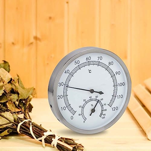 2-in-1 Edelstahl-Dampfbad-Saunaraum-Thermometer-Hygrometer Thermo-Hygrometer für den Innenbereich von Azusumi