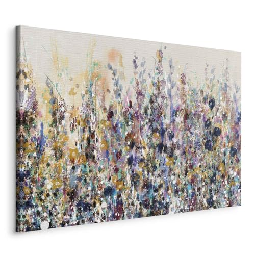 murando - Bilder Wiese 90x60 cm Leinwandbild 1 tlg Kunstdruck modern Wanbilder XXL Wanddekoration Design Wand Bild Blumen Gras Botanik bunt wie gemalt a-A-10123-b-a von B&D XXL