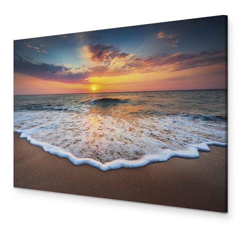 murando Akustikbild Meer Bilder Akustikschaum Hochleistungsschallabsorber Schallschutz Leinwand 1 tlg Wandbild Raumakustik Schalldämmung Strand Landschaft Sonnenuntergang Natur von B&D XXL