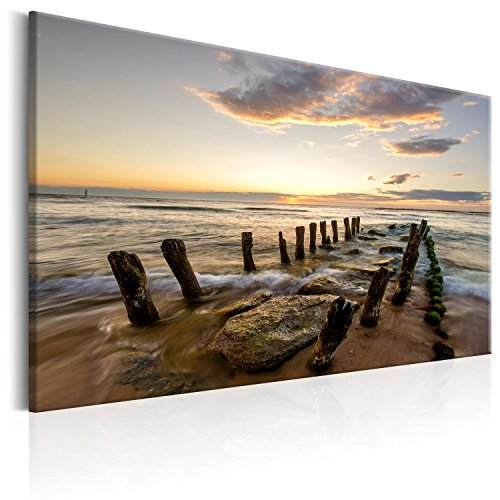 murando Akustikbild Meer Bilder Akustikschaum Hochleistungsschallabsorber Schallschutz Leinwand 1 tlg Wandbild Raumakustik Schalldämmung Landschaft Strand Natur Sonnenuntergang von B&D XXL