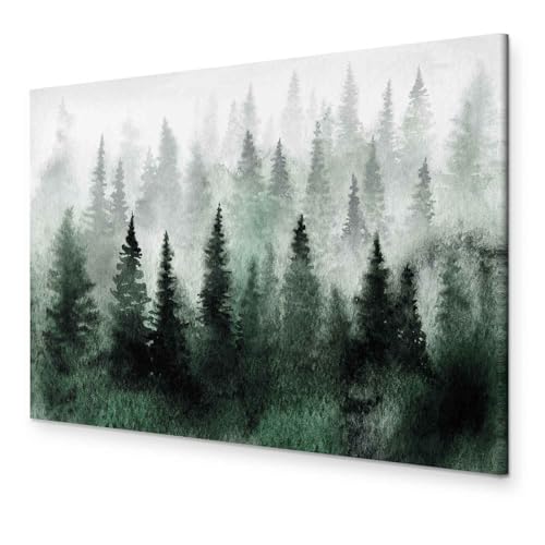 murando Akustikbild Wald Bilder Akustikschaum Hochleistungsschallabsorber Schallschutz Leinwand 1 tlg Wandbild Raumakustik Schalldämmung Natur Landschaft Bäume grün wie gemalt von B&D XXL