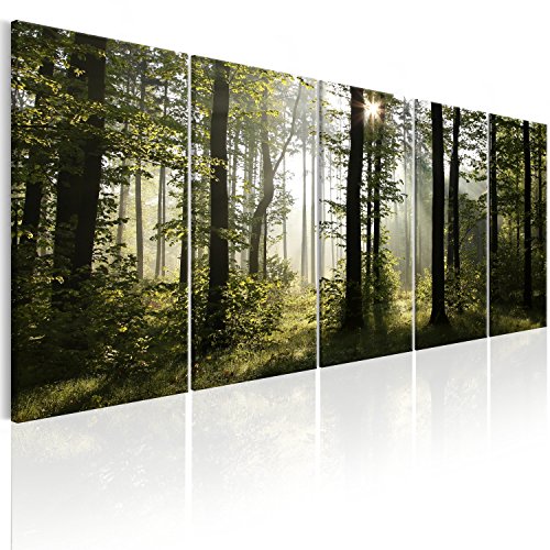 murando Akustikbild Wald Bilder Akustikschaum Hochleistungsschallabsorber Schallschutz Leinwand 5 tlg Wandbild Raumakustik Schalldämmung Waldlandschaft Natur Baum c-B-0288-b-m von B&D XXL