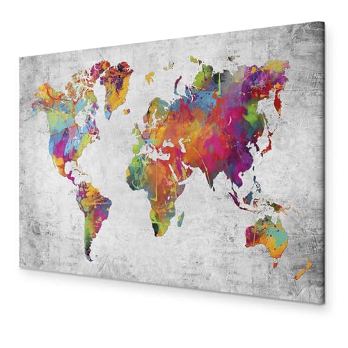 murando - Bilder 60x40 cm Vlies Leinwandbild 1 tlg Kunstdruck modern Wandbilder XXL Wanddekoration Design Wand Bild - Weltkarte Karte Abstrakt bunt k-A-0147-b-a von B&D XXL