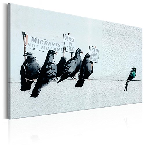 murando - Bilder Banksy Birds of a Feather 60x40 cm Vlies Leinwandbild 1 tlg Kunstdruck modern Wandbilder XXL Wanddekoration Design Wand Bild - Mural Graffiti Street Art von B&D XXL