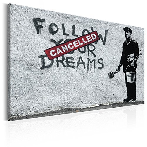 murando - Bilder Banksy Follow Your Dreams Cancelled 60x40 cm Vlies Leinwandbild 1 tlg Kunstdruck modern Wandbilder XXL Wanddekoration Design Wand Bild - Mural Graffiti Street Art von B&D XXL
