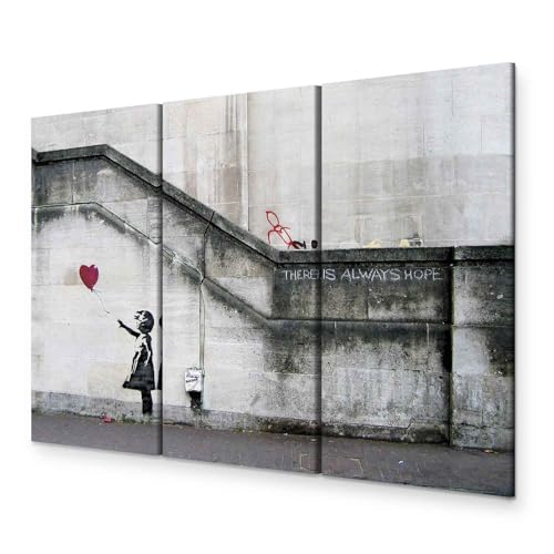 murando - Bilder Banksy Girl with red Balloon 135x90 cm Vlies Leinwandbild 3 Teilig Kunstdruck modern Wandbilder XXL Wanddekoration Design Wand Bild - There is Always Hope von B&D XXL