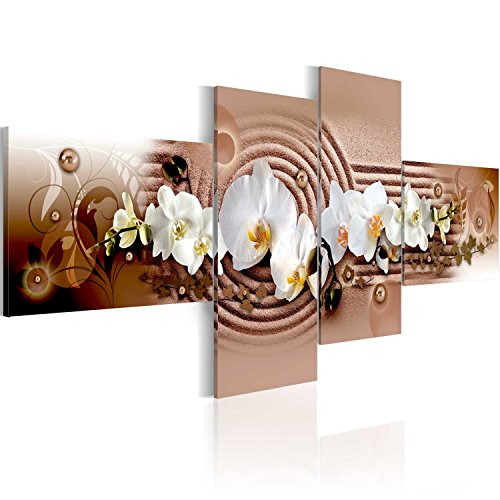 murando - Bilder Blumen 100x45 cm Vlies Leinwandbild 4 Teilig Kunstdruck modern Wandbilder XXL Wanddekoration Design Wand Bild - Orchidee 051459 von B&D XXL