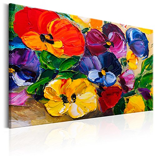 murando - Bilder Blumen 120x80 cm Vlies Leinwandbild 1 tlg Kunstdruck modern Wandbilder XXL Wanddekoration Design Wand Bild - wie gemalt rot gelb blau violett grün Natur von B&D XXL