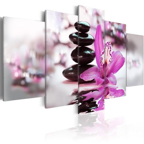 murando - Bilder Blumen Orchidee Feng Shui 200x100 cm Vlies Leinwandbild 5 tlg Kunstdruck modern Wandbilder XXL Wanddekoration Design Wand Bild - Zen Steine 030210-106 von B&D XXL