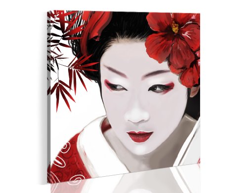 murando - Bilder Menschen Geisha 40x40 cm Vlies Leinwandbild 1 tlg Kunstdruck modern Wandbilder XXL Wanddekoration Design Wand Bild - Gesicht Frau Japan Porträt 0106-2 von B&D XXL