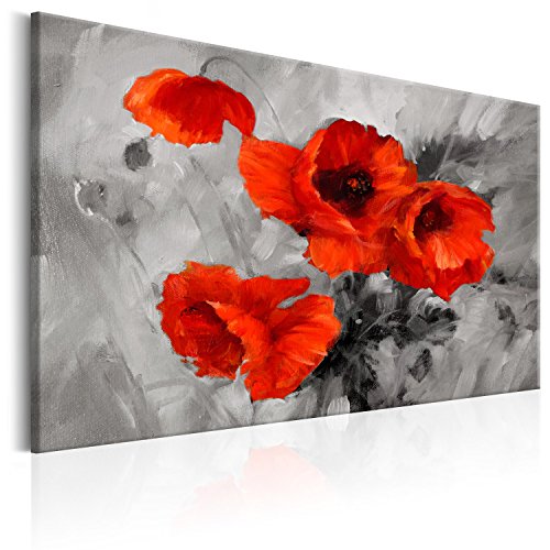 murando - Bilder Mohnblumen 90x60 cm Vlies Leinwandbild 1 tlg Kunstdruck modern Wandbilder XXL Wanddekoration Design Wand Bild - Blumen Mohn wie gemalt rot grau b-B-0157-b-a von B&D XXL