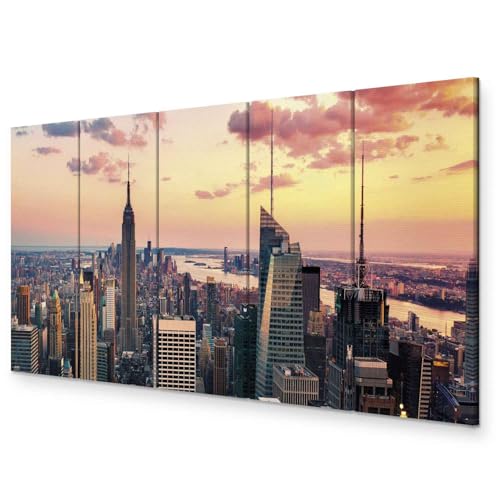 murando - Bilder New York 100x40 cm Vlies Leinwandbild 5 tlg Kunstdruck modern Wandbilder XXL Wanddekoration Design Wand Bild - Skyline NYC Stadt City d-B-0200-b-m von B&D XXL