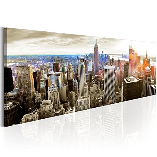 murando - Bilder New York 120x40 cm Vlies Leinwandbild 1 tlg Kunstdruck modern Wandbilder XXL Wanddekoration Design Wand Bild Panoramabild - NY City Stadt Architektur d-B-0189-b-c von B&D XXL