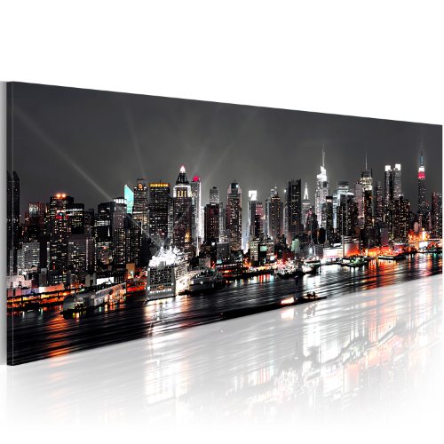 murando - Bilder New York 120x40 cm Vlies Leinwandbild 1 tlg Kunstdruck modern Wandbilder XXL Wanddekoration Design Wand Bild Panoramabild - Skyline NY Stadt City 030211-52 von B&D XXL