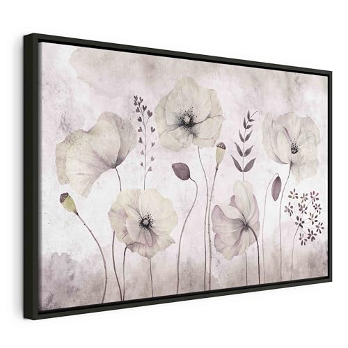 murando Bilder mit Rahmen 90x60 cm Wandbilder groß Leinwandbild XXL schwarzer Holzrahmen modern Wanddekoration Kunstdruck Wanddeko Wohnzimmer Schlafzimmer Blumen Botanik Blätter Natur von B&D XXL