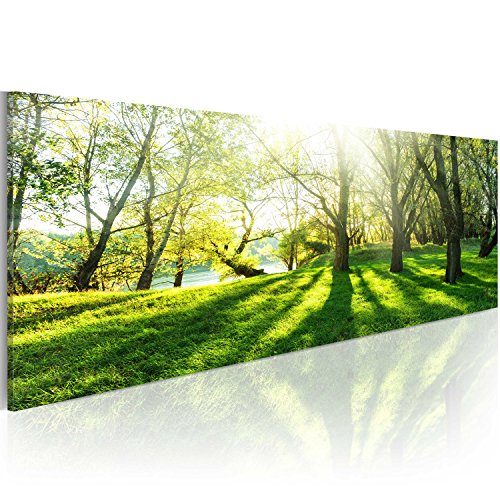 murando - Handart Landschaft Kunstdruck auf Leinwand 120x40 cm 1 tlg Groß Kunstbilder wie Handgemalte Wandbilder XXL mit Acrylgel beschichtet Wand Bilder mit Struktur Natur Bäume Wald c-B-0053-b-a von B&D XXL