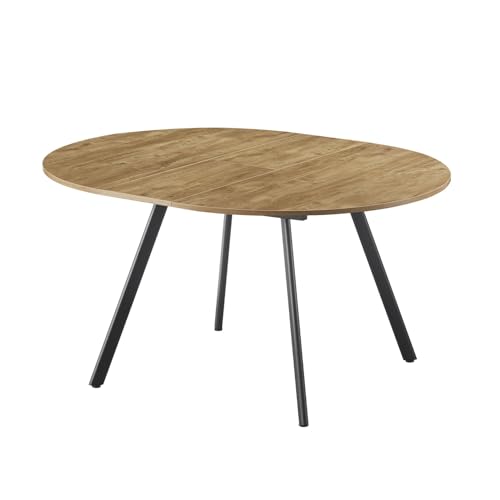 B&D home runder Esstisch TILL, ausziehbar Butterfly Klappeinlage 120-150cm für 4-6 Personen Küchentisch Holztisch Esszimmertisch Metallgestell schwarz,industrial modern Design, Wildeiche 11210-FS-EIWL B&D home runder Esstisch TILL, ausziehbar Butterfly Klappeinlage 120-150cm für 4-6 Personen Küchentisch Holztisch Esszimmertisch Metallgestell schwarz,industrial modern Design, Wildeiche 11210-FS-EIWL von B&D home