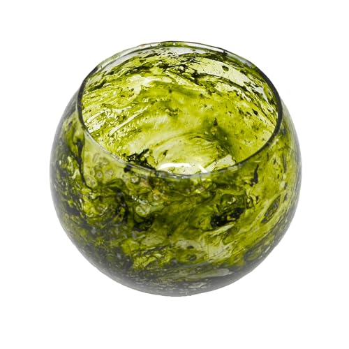 Vintage Windlicht Kugel Glas in Gelbgrün H 11 cm - Stilvolle Tischdeko Vintage Windlicht Kugel Glas in Gelbgrün H 11 cm - Stilvolle Tischdeko von B & S