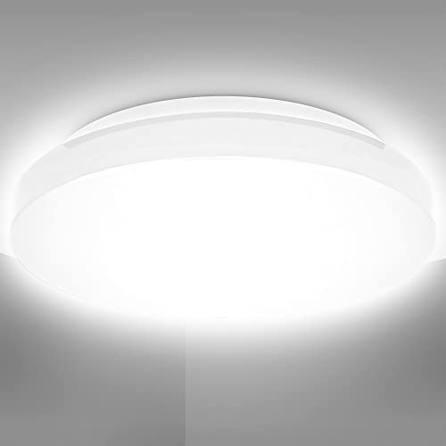 B.K.Licht - Deckenlampe für das Bad mit neutralweißer Lichtfarbe, IP44, 10 Watt, 900 Lumen, LED Deckenleuchte, LED Lampe, Badlampe, Badezimmerlampe, Küchenlampe, Feuchtraumleuchte, 22x5,8 cm, Weiß von B.K.Licht