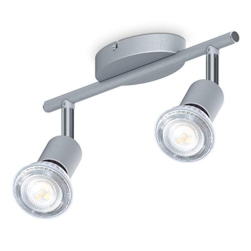 B.K.Licht - LED Deckenlampe schwenkbar, neutralweiße Lichtfarbe, je 5 Watt, 400 Lumen, LED Deckenleuchte, LED Lampe, Wohnzimmerlampe, Schlafzimmerlampe, Küchenlampe, 25,5x7x9,5 cm, Titanfarbig von B.K.Licht