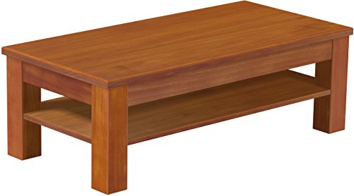 B.R.A.S.I.L.-Möbel Brasilmöbel Couchtisch Rio Classico 115x56 cm Kirschbaum mit Ablage Wohnzimmertisch Holz Tisch Pinie Massivholz Stubentisch Beistelltisch Echtholz Größe und Farbe wählbar von B.R.A.S.I.L.-Möbel