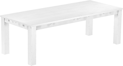 Esstisch Rio Classico 240x100 cm Schneeweiss Holz Pinie Massivholz Esszimmertisch Echtholz ausziehbar vorgerichtet für Ansteckplatten Brasilmöbel von B.R.A.S.I.L.-Möbel