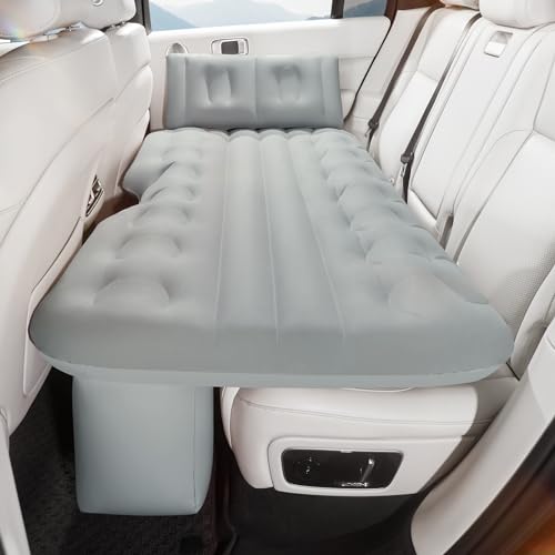 Auto Luftmatratze Rücksitz: aufblasbares Bett für Auto Reise Camping Matratze mit Kabelloser Luftpumpe (Grau) von BABUR