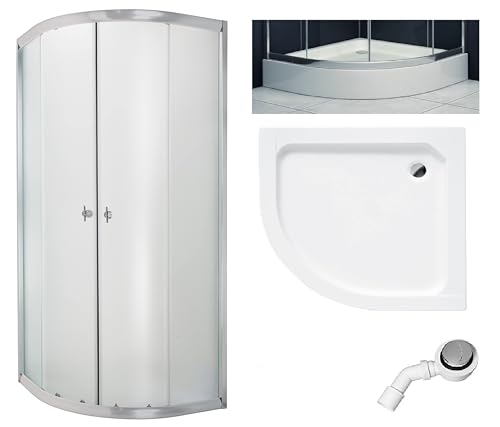 BADLAND Duschset Duschkabine & Duschwanne 80x80 180cm Halbrund Marbella Gefrorenes Glas 4mm und Duschtasse Weiß Alex mit Ablaufgarnitur Ø 50 mm BADLAND Duschset Duschkabine & Duschwanne 80x80 180cm Halbrund Marbella Gefrorenes Glas 4mm und Duschtasse Weiß Alex mit Ablaufgarnitur Ø 50 mm von BAD LAND