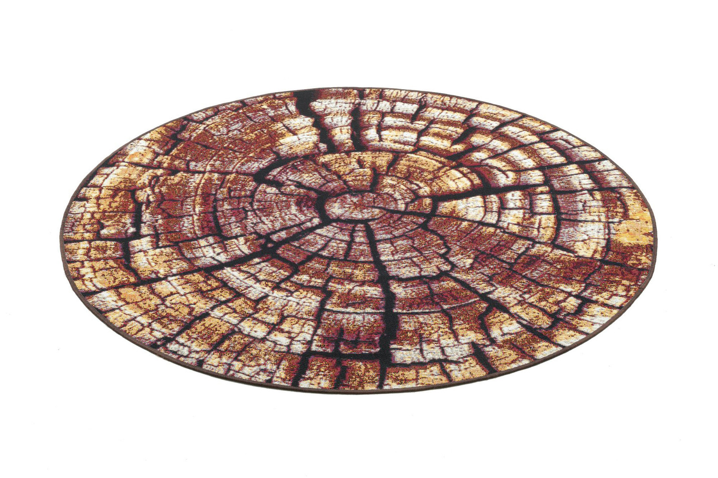 Teppich im naturnahen Baumstamm-Design, Größe 301 (ø 80 cm), Braun von BADER