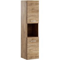 Badezimmer Schrank Montreal 131 cm Braun Eiche – Regel Schrank Hochschrank Schrank Möbel Badschrank - Braun eiche von BADPLAATS