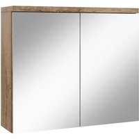 Badezimmer Spiegelschrank Toledo 80cm Braun Eiche – Stauraum Unterschrank Möbel zwei Türen Badschrank - Braun eiche von BADPLAATS