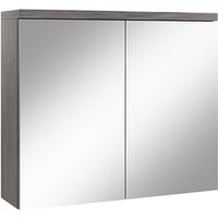 Badezimmer Spiegelschrank Toledo 80cm Grau Eiche – Stauraum Unterschrank Möbel zwei Türen Badschrank - Grau eiche von BADPLAATS