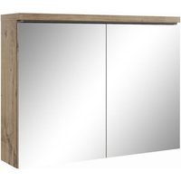 Spiegelschrank Paso 80cm Eiche Kastanie - Schrank Spiegelschrank Spiegel Badezimmer Badmöbel Set Hängeschrank Badschrank - Kastanienen eiche von BADPLAATS