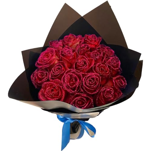 Glitzernder Rosenstrauß, Strauß glänzende künstliche Rosen, Liebesgeschenke als Geschenk for Valentinstag, künstliche Rosenblumen als Geschenk for Valentinstag, Jahrestag, Verlobung, Hochzeit ( Color von BAFRA