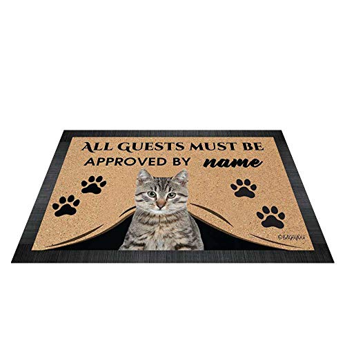 BAGEYOU All Guests Must be Approved Outdoor Doormat with My Love Dog Cat Welcome Floor Mat Custom Name 23.6" X 15.7" von BAGEYOU