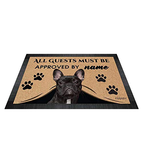 BAGEYOU All Guests Must be Approved Outdoor Doormat with My Love Dog French Bulldog Welcome Floor Mat Custom Name 27.5" x 17.7" von BAGEYOU