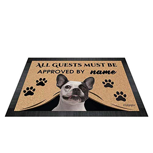 BAGEYOU All Guests Must be Approved Outdoor Doormat with My Love Dog French Bulldog Welcome Floor Mat Custom Name 27.5" x 17.7" von BAGEYOU