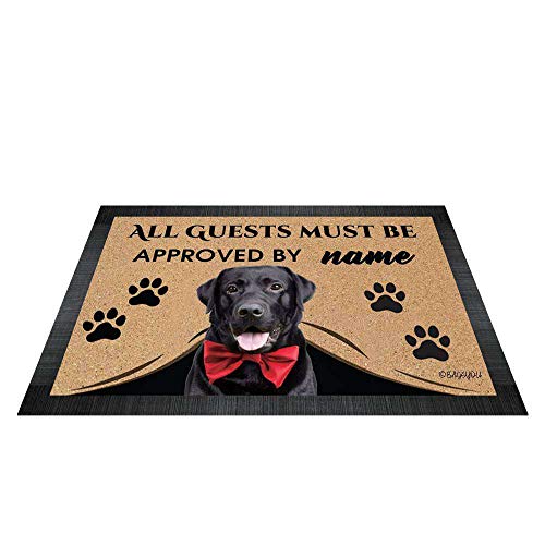 BAGEYOU All Guests Must be Approved Outdoor Doormat with My Love Dog Labrador Welcome Floor Mat Custom Name 23.6" X 15.7" von BAGEYOU