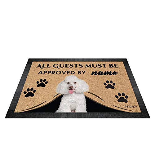 BAGEYOU All Guests Must be Approved Outdoor Doormat with My Love Dog Poodle Welcome Floor Mat Custom Name 35.4" x 23.6" von BAGEYOU
