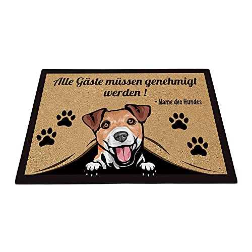 BAGEYOU Benutzerdefinierte Fußmatte mit Meinem Liebeshund Jack Russell Terrier Hund Alle Gäste müssen genehmigt Werden Bodenmatte 60 x 40 cm von BAGEYOU