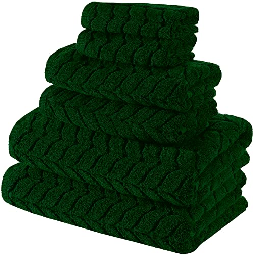 Bagno Milano 100% türkische Baumwolle Jacquard Luxus Handtuch Set - Quick Dry Ultra Weich, Plüsch und Saugfähig Luxus Durable Turkish Handtücher Set (Royal Green, 6 Stück Handtuchset) von BAGNO MILANO