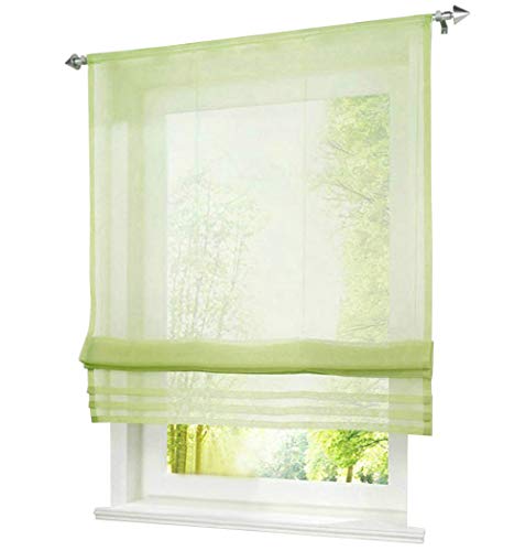 1er-Pack Raffrollo mit Tunnelzug Gardinen Transparent Voile Vorhang (BxH 100x155cm, grün) von BAILEY JO