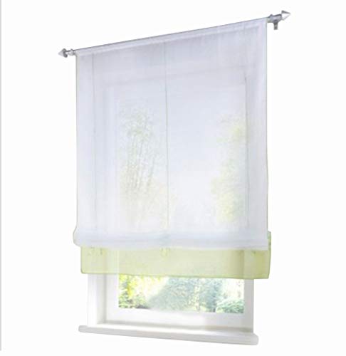 1er-Pack Raffrollo mit Tunnelzug Voile Transparent Raffgardinen Vorhang (BxH 100x155cm, Grün) von BAILEY JO