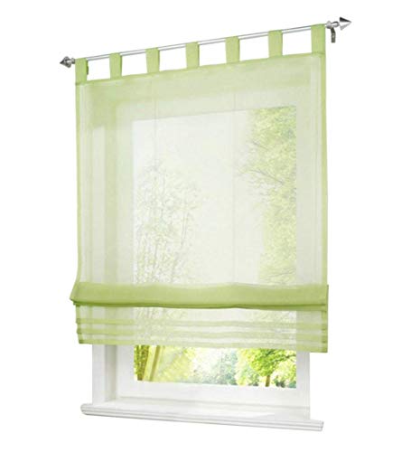 1er-Pack Raffrollo mit Schlaufen Gardinen Voile Transparent Vorhang (BxH 140x155cm, Grün) von BAILEY JO