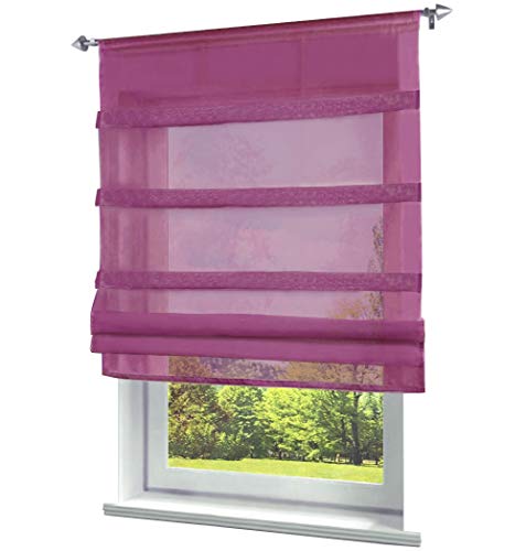 1er-Pack Raffrollo mit Tunnelzug Gardinen Voile Transparent Vorhang (BxH 120x140cm, Violett) von BAILEY JO