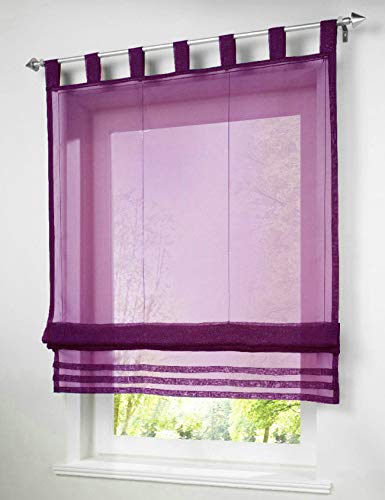 BAILEY JO Raffrollo mit Schlaufen Gardinen Voile Transparent Vorhang 1er-Pack (BxH 140x155cm, Violett) von BAILEY JO